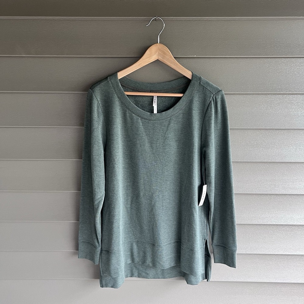 Soma Ultra Soft Lounge Sweatshirt Womens M Heather Thyme Green Tunic NWT